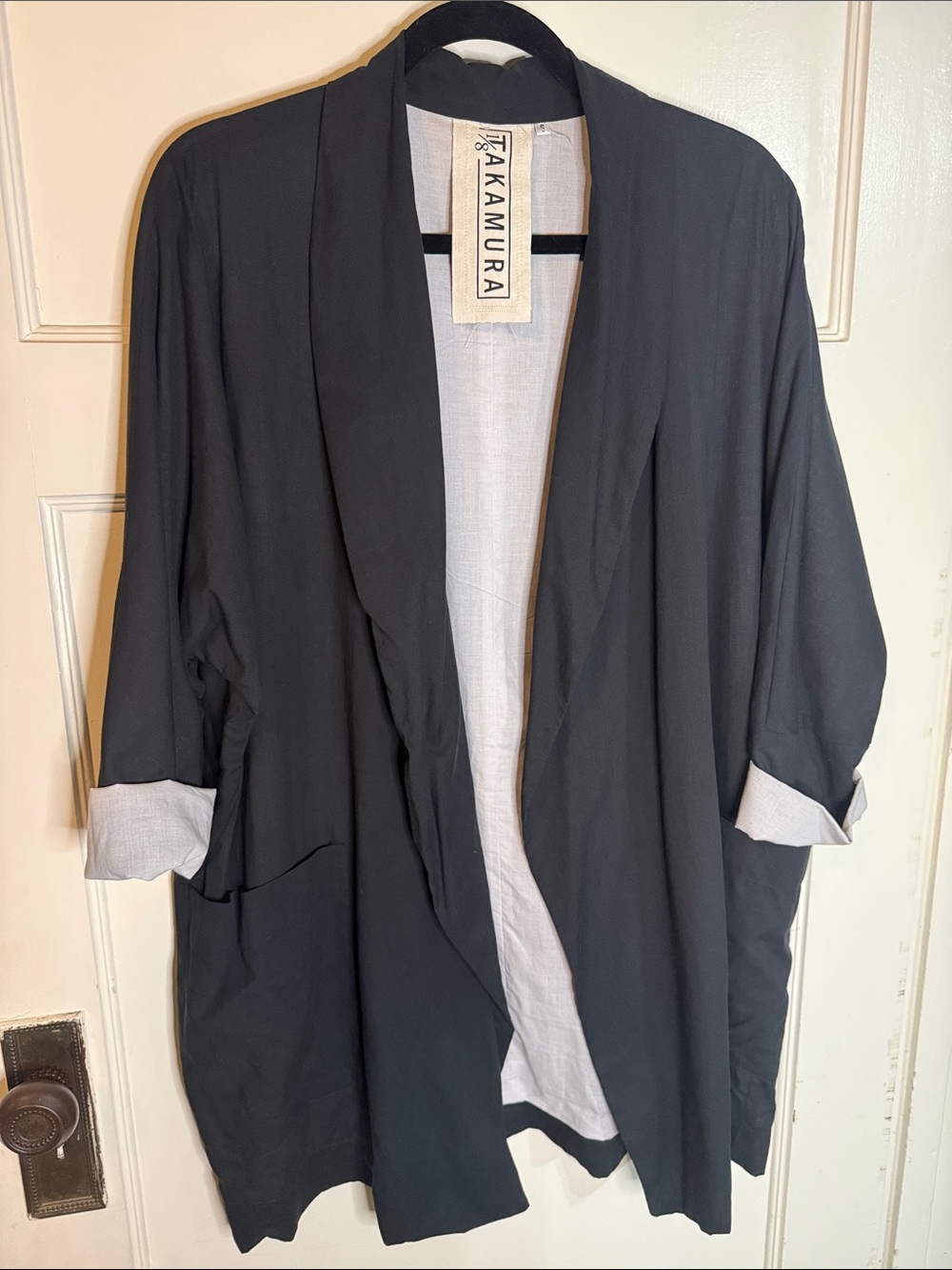 Black Draped Open-Front Blazer